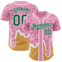 Charger l'image dans la galerie, Custom Light Pink Kelly Green-White Ice Cream Waffle Foodie Dessert Authentic Baseball Jersey