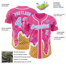 Charger l'image dans la galerie, Custom Pink Light Blue-White Ice Cream Waffle Foodie Dessert Authentic Baseball Jersey