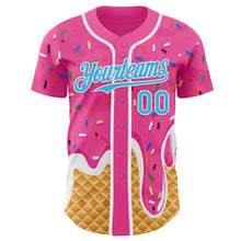 Charger l'image dans la galerie, Custom Pink Sky Blue-White Ice Cream Waffle Foodie Dessert Authentic Baseball Jersey