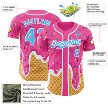 Charger l'image dans la galerie, Custom Pink Sky Blue-White Ice Cream Waffle Foodie Dessert Authentic Baseball Jersey