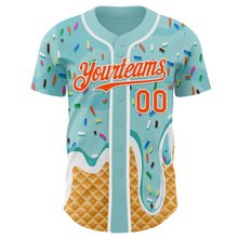 Charger l'image dans la galerie, Custom Ice Blue Orange-White Ice Cream Waffle Foodie Dessert Authentic Baseball Jersey
