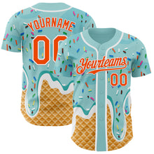 Charger l'image dans la galerie, Custom Ice Blue Orange-White Ice Cream Waffle Foodie Dessert Authentic Baseball Jersey
