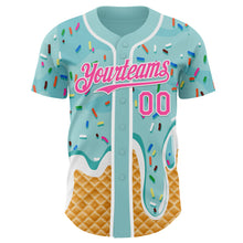 Charger l'image dans la galerie, Custom Ice Blue Pink-White Ice Cream Waffle Foodie Dessert Authentic Baseball Jersey