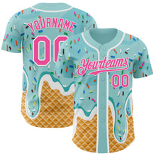 Charger l'image dans la galerie, Custom Ice Blue Pink-White Ice Cream Waffle Foodie Dessert Authentic Baseball Jersey