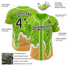 Charger l'image dans la galerie, Custom Neon Green Black-White Ice Cream Waffle Foodie Dessert Authentic Baseball Jersey