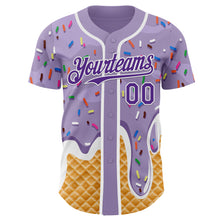 Charger l'image dans la galerie, Custom Light Purple Purple-White Ice Cream Waffle Foodie Dessert Authentic Baseball Jersey