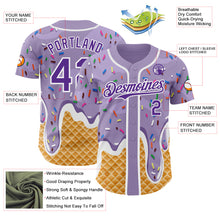 Charger l'image dans la galerie, Custom Light Purple Purple-White Ice Cream Waffle Foodie Dessert Authentic Baseball Jersey