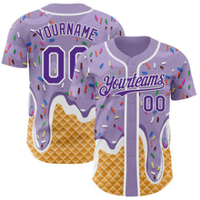 Charger l'image dans la galerie, Custom Light Purple Purple-White Ice Cream Waffle Foodie Dessert Authentic Baseball Jersey