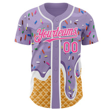 Charger l'image dans la galerie, Custom Light Purple Pink-White Ice Cream Waffle Foodie Dessert Authentic Baseball Jersey