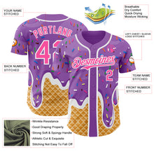 Charger l'image dans la galerie, Custom Medium Purple Pink-White Ice Cream Waffle Foodie Dessert Authentic Baseball Jersey