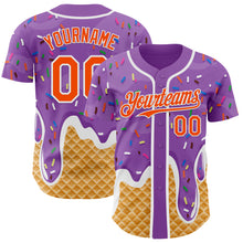 Charger l'image dans la galerie, Custom Medium Purple Orange-White Ice Cream Waffle Foodie Dessert Authentic Baseball Jersey
