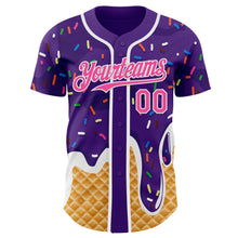 Charger l'image dans la galerie, Custom Purple Pink-White Ice Cream Waffle Foodie Dessert Authentic Baseball Jersey