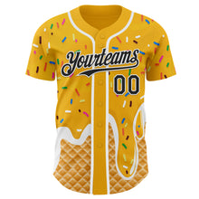 Charger l'image dans la galerie, Custom Gold Black-White Ice Cream Waffle Foodie Dessert Authentic Baseball Jersey