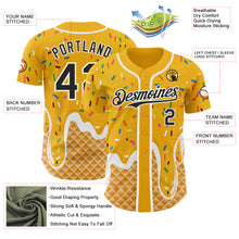 Charger l'image dans la galerie, Custom Gold Black-White Ice Cream Waffle Foodie Dessert Authentic Baseball Jersey