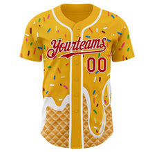 Charger l'image dans la galerie, Custom Gold Red-White Ice Cream Waffle Foodie Dessert Authentic Baseball Jersey