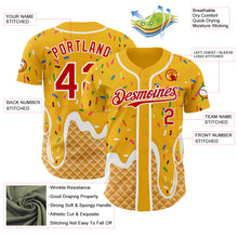Charger l'image dans la galerie, Custom Gold Red-White Ice Cream Waffle Foodie Dessert Authentic Baseball Jersey