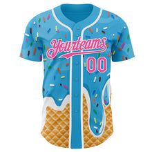Charger l'image dans la galerie, Custom Sky Blue Pink-White Ice Cream Waffle Foodie Dessert Authentic Baseball Jersey