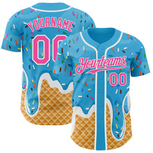 Charger l'image dans la galerie, Custom Sky Blue Pink-White Ice Cream Waffle Foodie Dessert Authentic Baseball Jersey