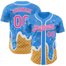 Charger l'image dans la galerie, Custom Electric Blue Pink-White Ice Cream Waffle Foodie Dessert Authentic Baseball Jersey