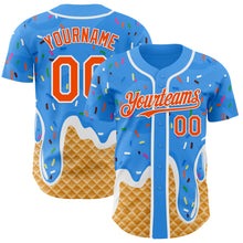Charger l'image dans la galerie, Custom Electric Blue Orange-White Ice Cream Waffle Foodie Dessert Authentic Baseball Jersey