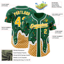 Charger l'image dans la galerie, Custom Kelly Green Gold-White Ice Cream Waffle Foodie Dessert Authentic Baseball Jersey