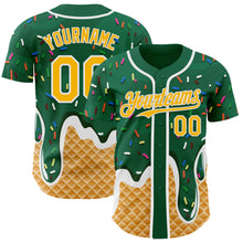 Charger l'image dans la galerie, Custom Kelly Green Gold-White Ice Cream Waffle Foodie Dessert Authentic Baseball Jersey