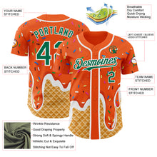 Charger l'image dans la galerie, Custom Orange Kelly Green-White Ice Cream Waffle Foodie Dessert Authentic Baseball Jersey