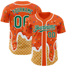 Charger l'image dans la galerie, Custom Orange Kelly Green-White Ice Cream Waffle Foodie Dessert Authentic Baseball Jersey