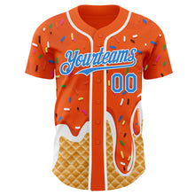 Charger l'image dans la galerie, Custom Orange Electric Blue-White Ice Cream Waffle Foodie Dessert Authentic Baseball Jersey