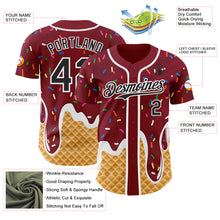 Laden Sie das Bild in den Galerie-Viewer, Custom Crimson Black-White Ice Cream Waffle Foodie Dessert Authentic Baseball Jersey