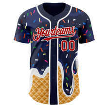 Charger l'image dans la galerie, Custom Navy Red-White Ice Cream Waffle Foodie Dessert Authentic Baseball Jersey