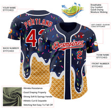 Charger l'image dans la galerie, Custom Navy Red-White Ice Cream Waffle Foodie Dessert Authentic Baseball Jersey
