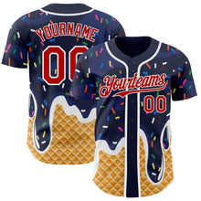 Charger l'image dans la galerie, Custom Navy Red-White Ice Cream Waffle Foodie Dessert Authentic Baseball Jersey