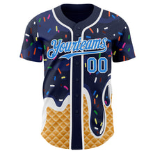 Charger l'image dans la galerie, Custom Navy Electric Blue-White Ice Cream Waffle Foodie Dessert Authentic Baseball Jersey