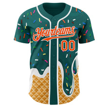 Charger l'image dans la galerie, Custom Teal Orange-White Ice Cream Waffle Foodie Dessert Authentic Baseball Jersey