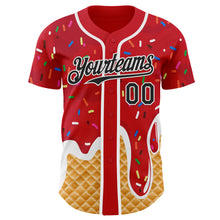 Charger l'image dans la galerie, Custom Red Black-White Ice Cream Waffle Foodie Dessert Authentic Baseball Jersey