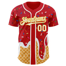 Charger l'image dans la galerie, Custom Red White-Gold Ice Cream Waffle Foodie Dessert Authentic Baseball Jersey