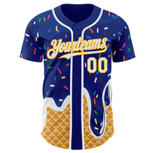 Charger l'image dans la galerie, Custom Royal White-Gold Ice Cream Waffle Foodie Dessert Authentic Baseball Jersey