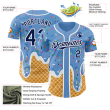 Charger l'image dans la galerie, Custom Light Blue Navy-White Ice Cream Waffle Foodie Dessert Authentic Baseball Jersey