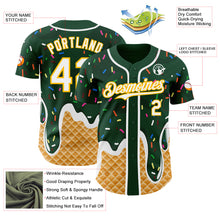 Charger l'image dans la galerie, Custom Green White-Gold Ice Cream Waffle Foodie Dessert Authentic Baseball Jersey