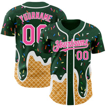Charger l'image dans la galerie, Custom Green Pink-White Ice Cream Waffle Foodie Dessert Authentic Baseball Jersey