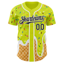 Charger l'image dans la galerie, Custom Neon Yellow Black-White Ice Cream Waffle Foodie Dessert Authentic Baseball Jersey