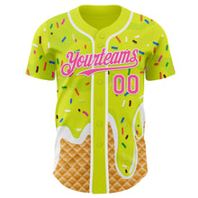 Charger l'image dans la galerie, Custom Neon Yellow Pink-White Ice Cream Waffle Foodie Dessert Authentic Baseball Jersey