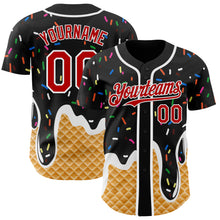 Charger l'image dans la galerie, Custom Black Red-White Ice Cream Waffle Foodie Dessert Authentic Baseball Jersey