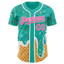 Charger l'image dans la galerie, Custom Aqua Pink-White Ice Cream Waffle Foodie Dessert Authentic Baseball Jersey