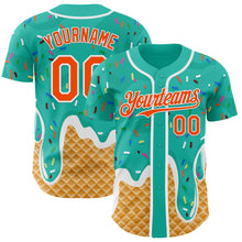 Charger l'image dans la galerie, Custom Aqua Orange-White Ice Cream Waffle Foodie Dessert Authentic Baseball Jersey