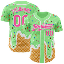Charger l'image dans la galerie, Custom Pea Green Pink-White Ice Cream Waffle Foodie Dessert Authentic Baseball Jersey