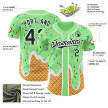 Charger l'image dans la galerie, Custom Pea Green Black-White Ice Cream Waffle Foodie Dessert Authentic Baseball Jersey