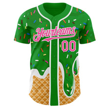 Charger l'image dans la galerie, Custom Grass Green Pink-White Ice Cream Waffle Foodie Dessert Authentic Baseball Jersey