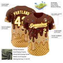 Laden Sie das Bild in den Galerie-Viewer, Custom Brown White-Gold Ice Cream Waffle Foodie Dessert Authentic Baseball Jersey